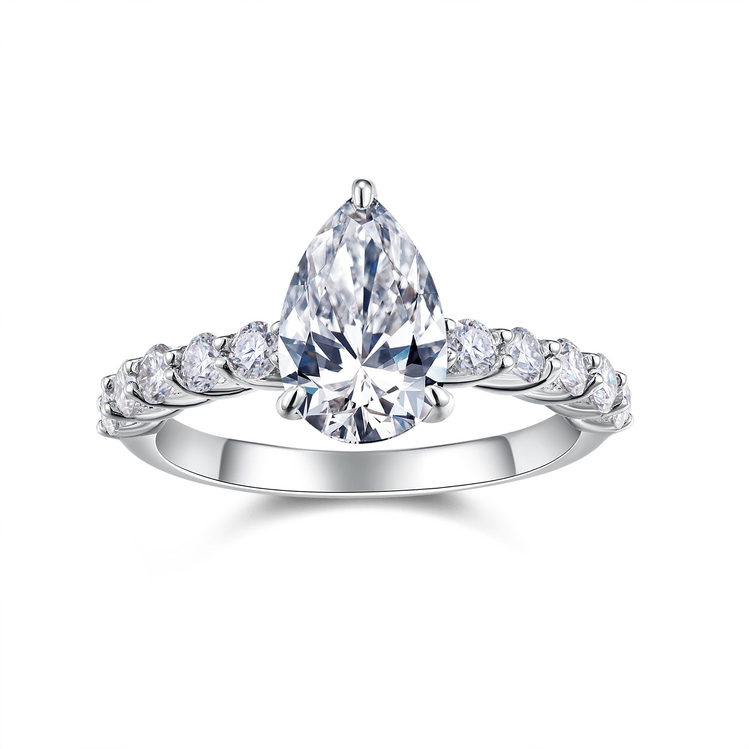 Moissanite Pear Water Drop Ring Silver