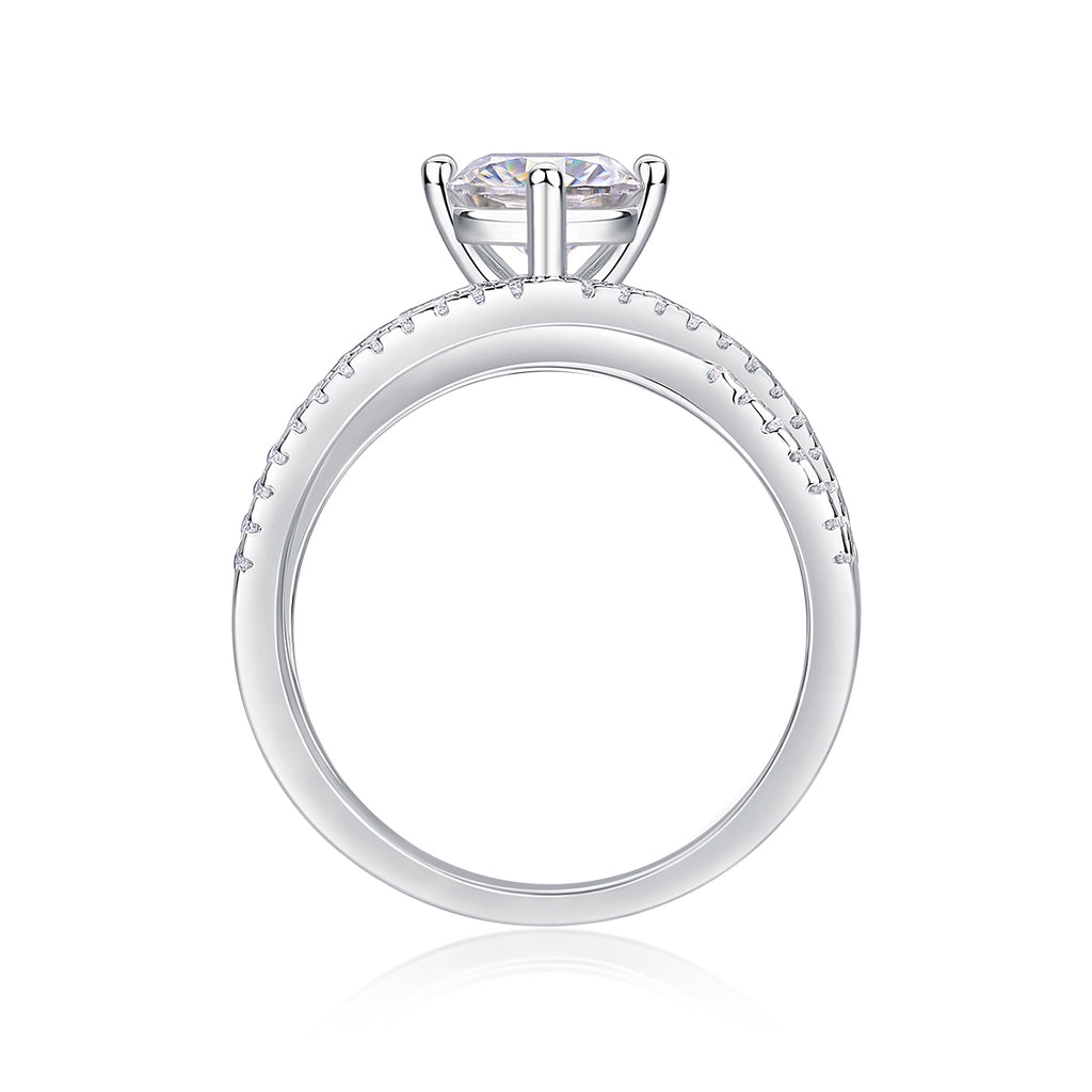 Void Sphere Moissanite Ring 1 Carat Silver