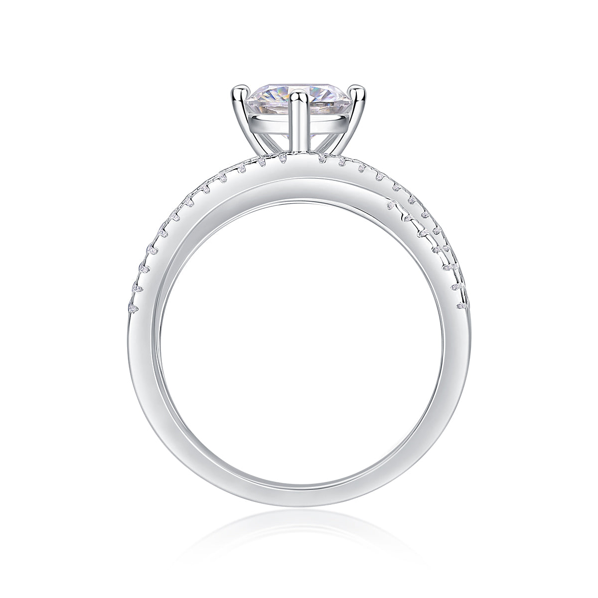 Void Sphere Moissanite Ring 1 Carat Silver