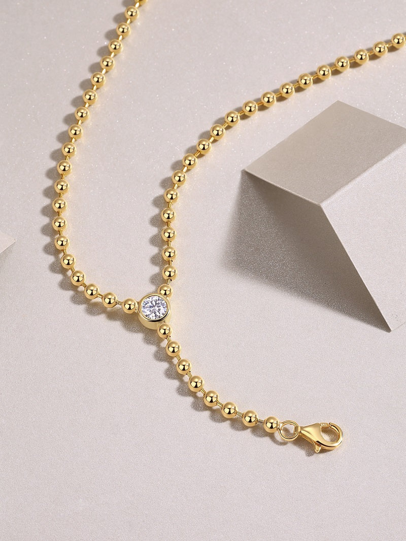 Moissanite Necklace - Gold-Plated Silver 0.5ct