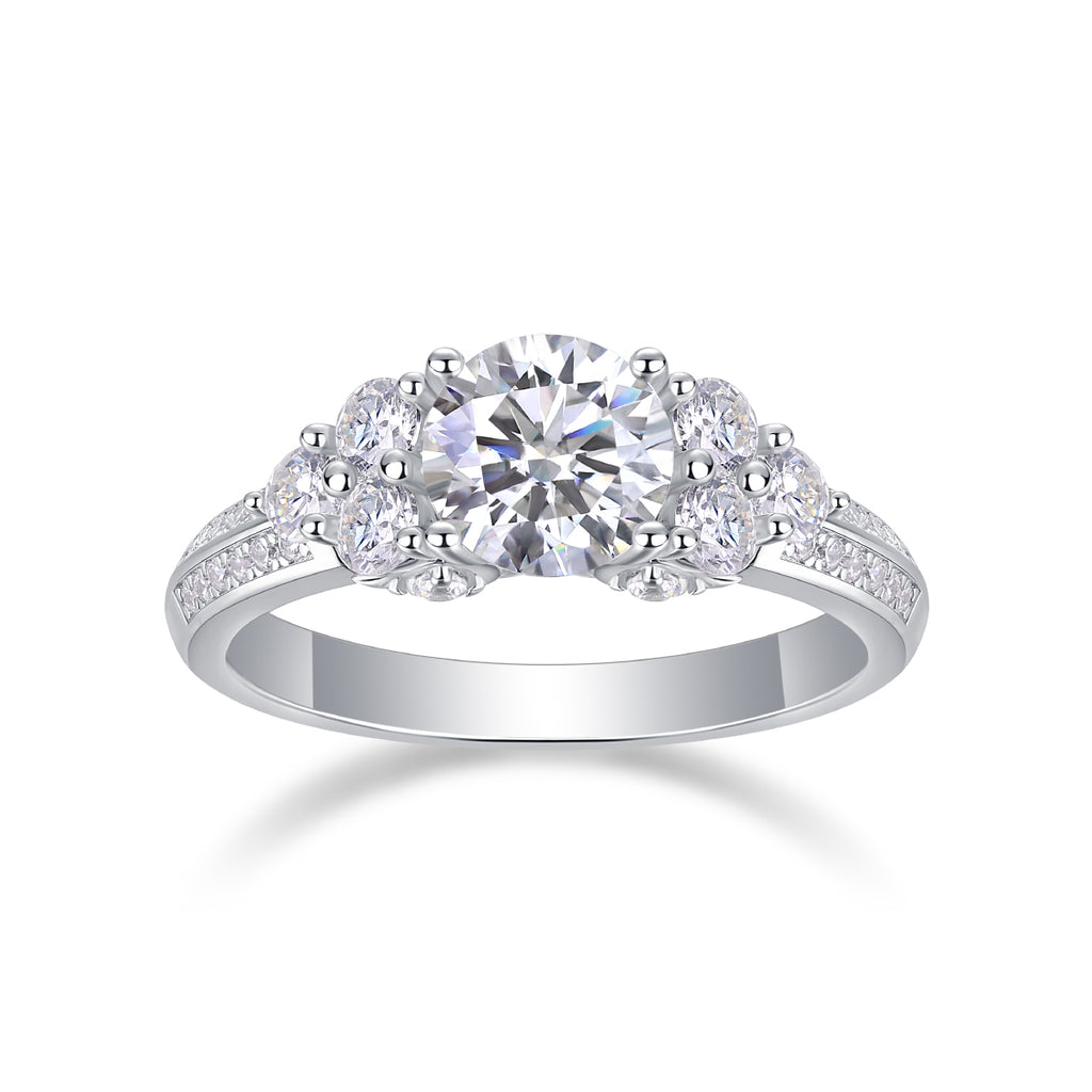 Coral Dream Moissanite Ring 1 Carat Silver