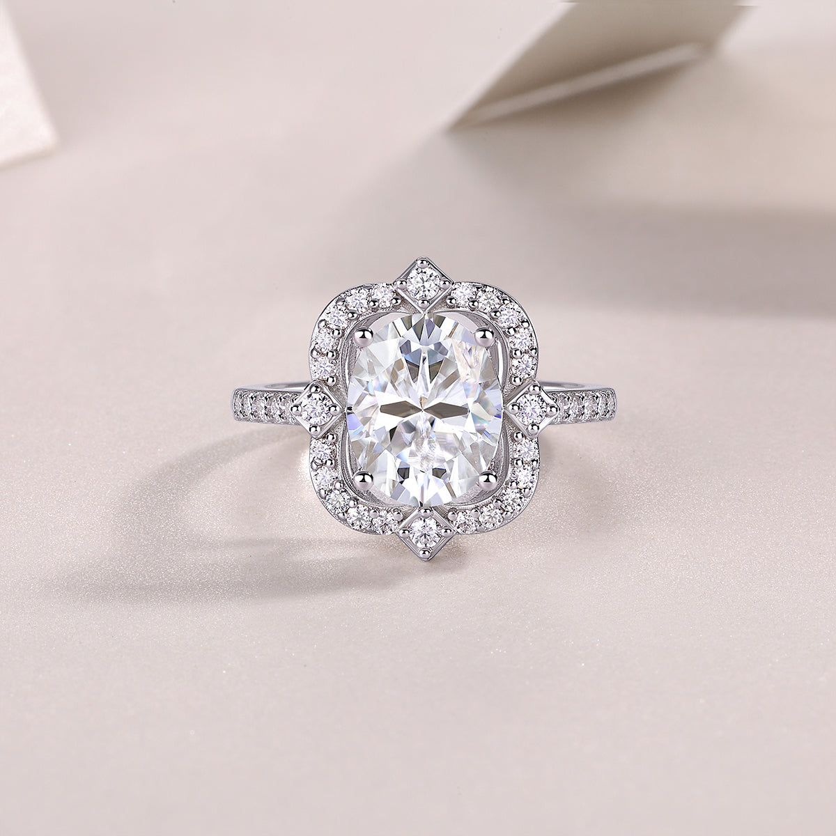 Nebula Veil Moissanite Ring - Silver Oval 8x10