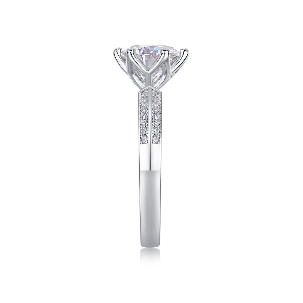 Moissanite Ring 2 Carat Silver Plated