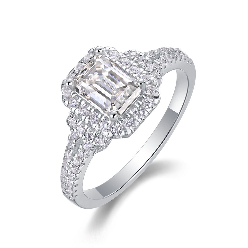 Moissanite Octagonal Ring - S925 Silver Platinum