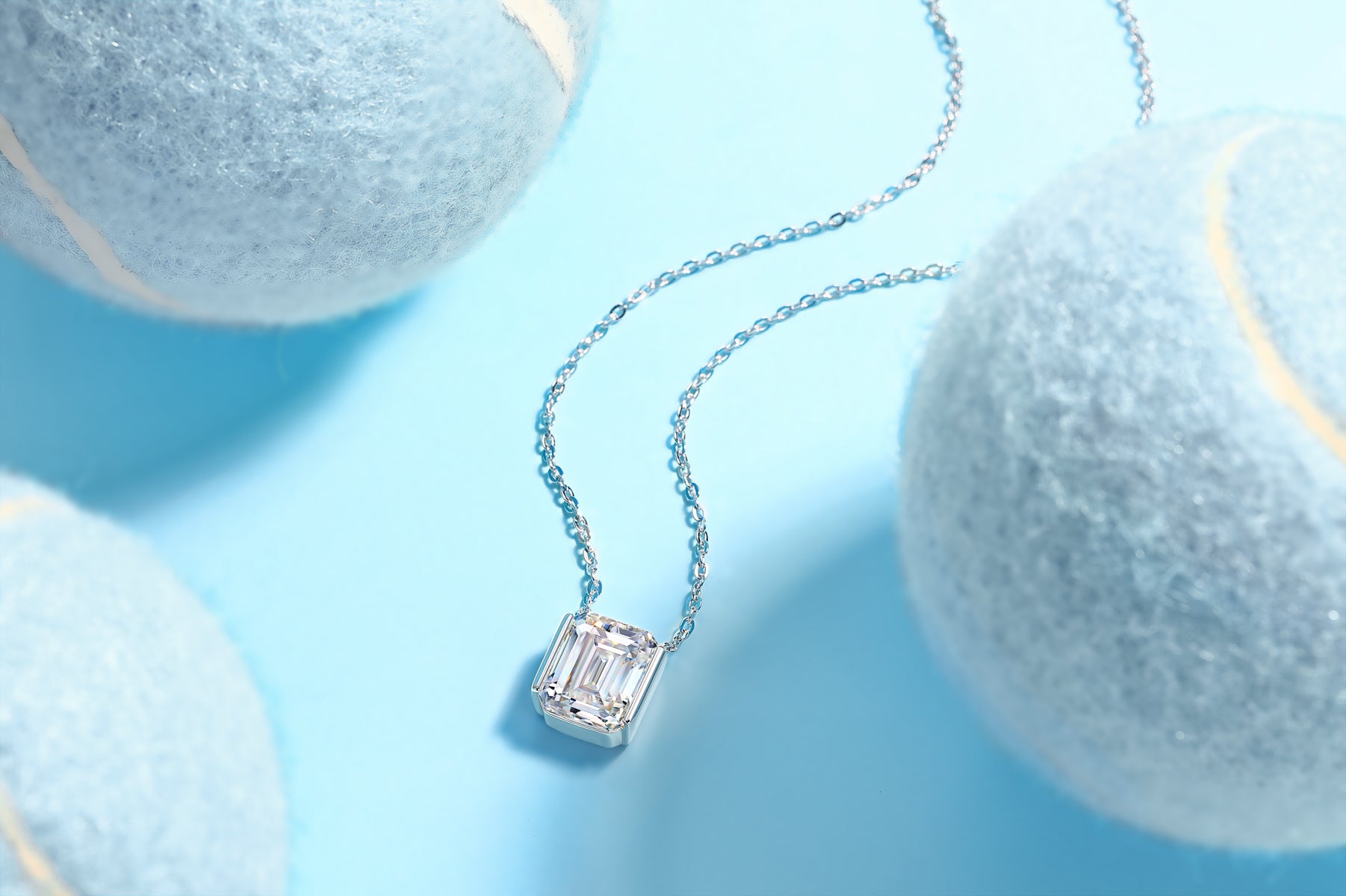 Moissanite Octagonal Necklace - Silver 40cm