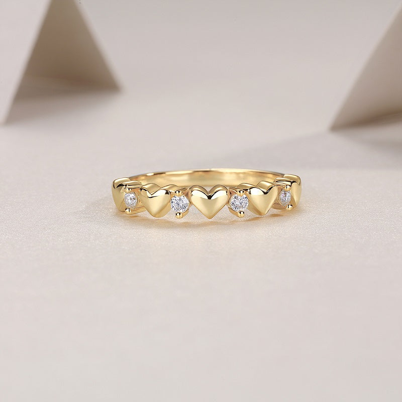 Golden Heart Ring Moissanite Gold-Plated