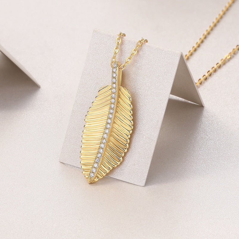 Fallen Leaves Moissanite Necklace Gold