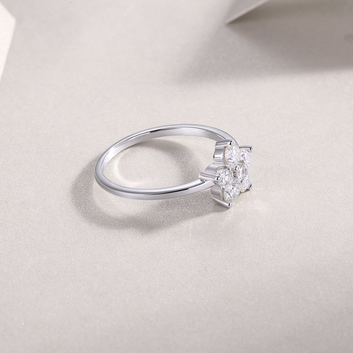 Moissanite Ring - Platinum Silver Band Size 5-9