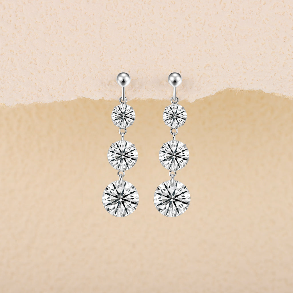 Moissanite Earrings 2ct Platinum Silver