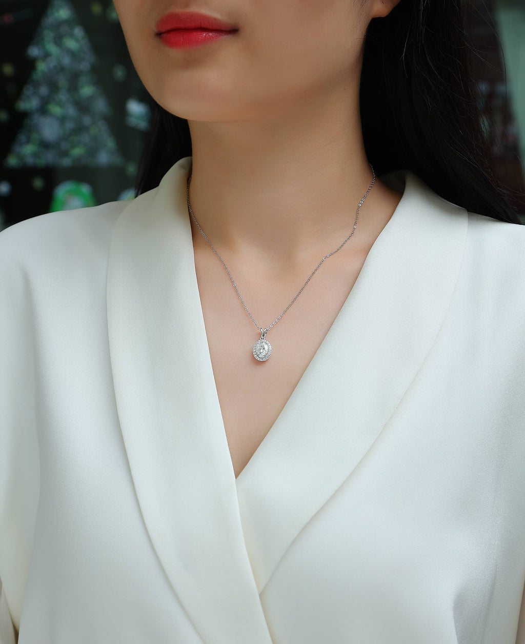 Polar Glance Moissanite Necklace - Silver 40cm