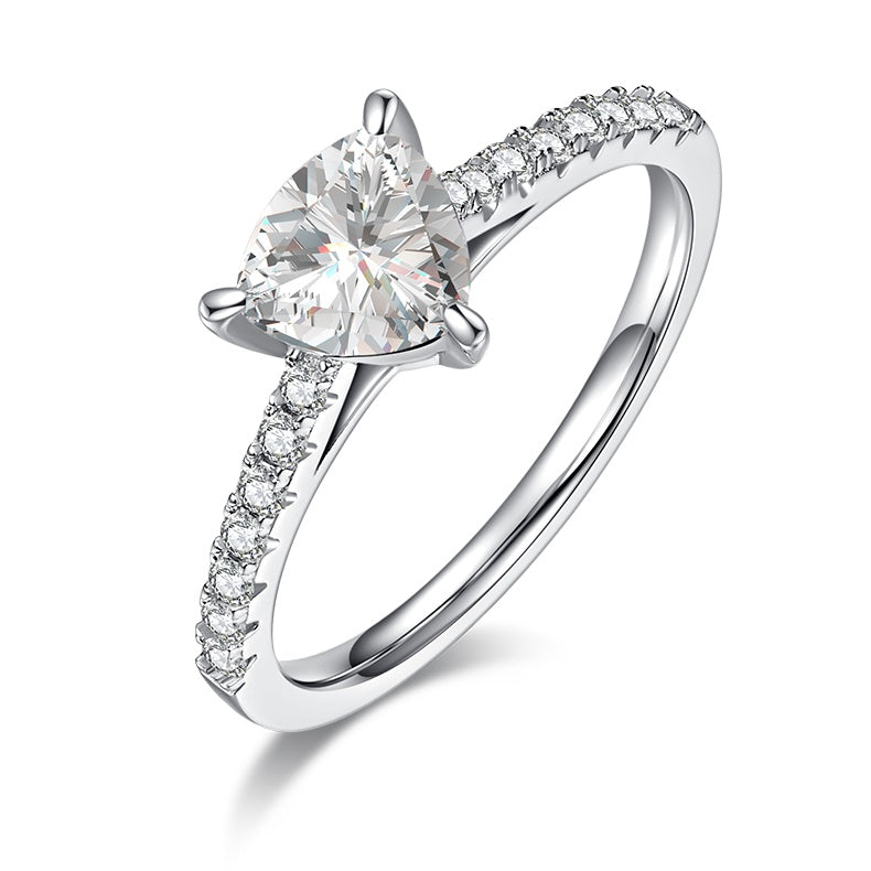 Moissanite Ring Triangular 6.5mm Platinum Silver