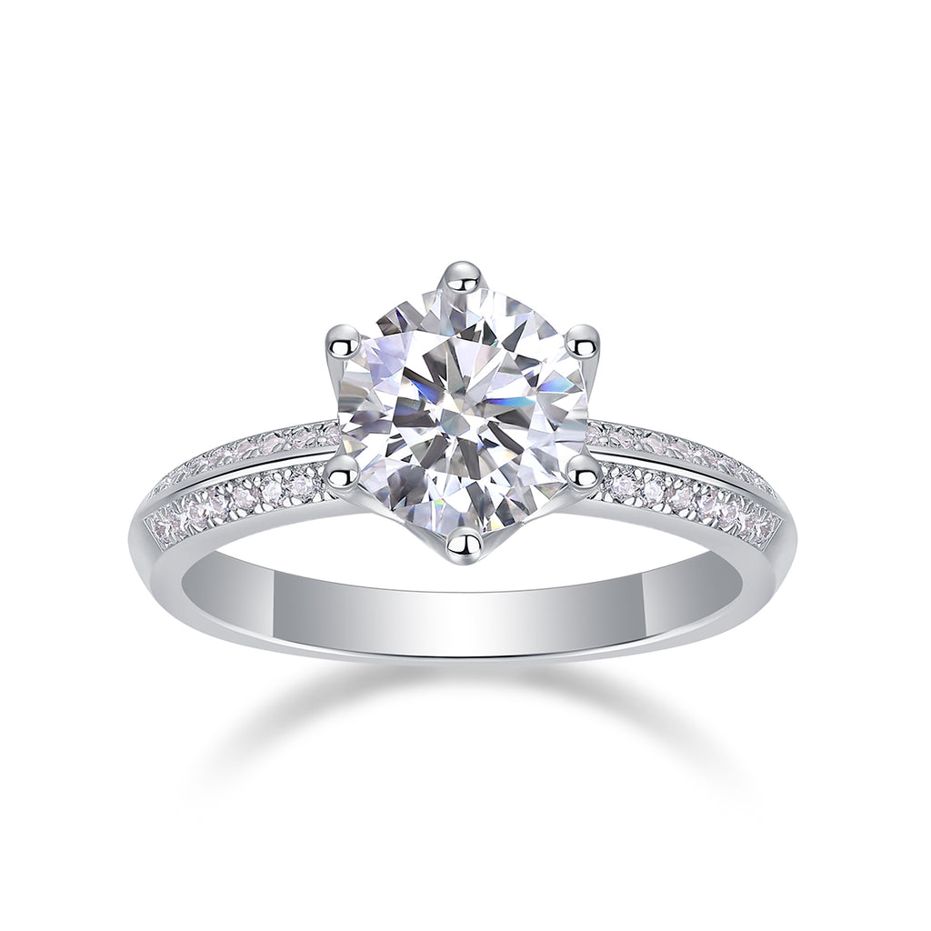 Moissanite Ring 2 Carat Silver Plated