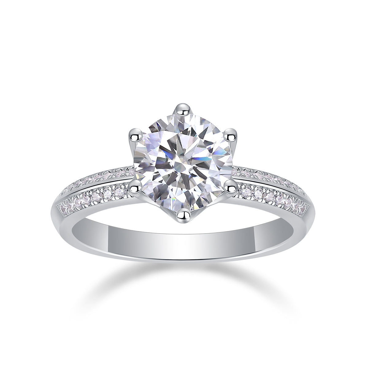 Moissanite Ring 2 Carat Silver Plated