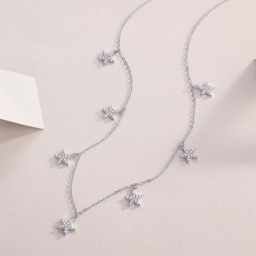 Star Love Necklace Moissanite Silver