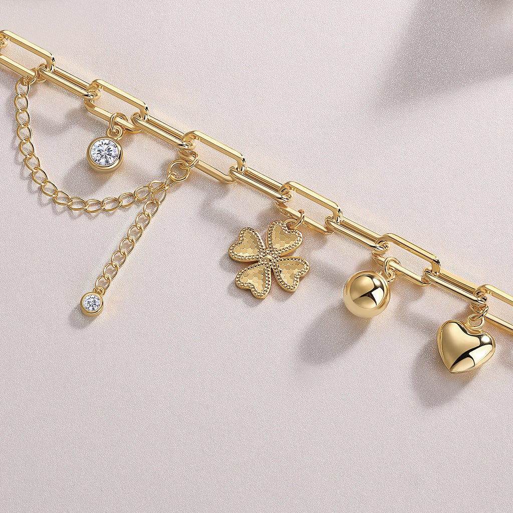 Golden Charm Bracelet - Moissanite 0.5ct Gold