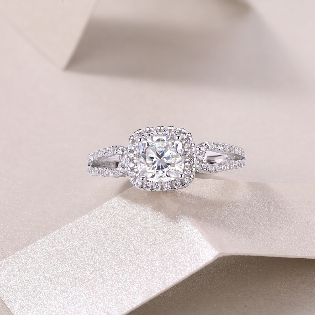 Moissanite Square Ring - S925 Silver Plated