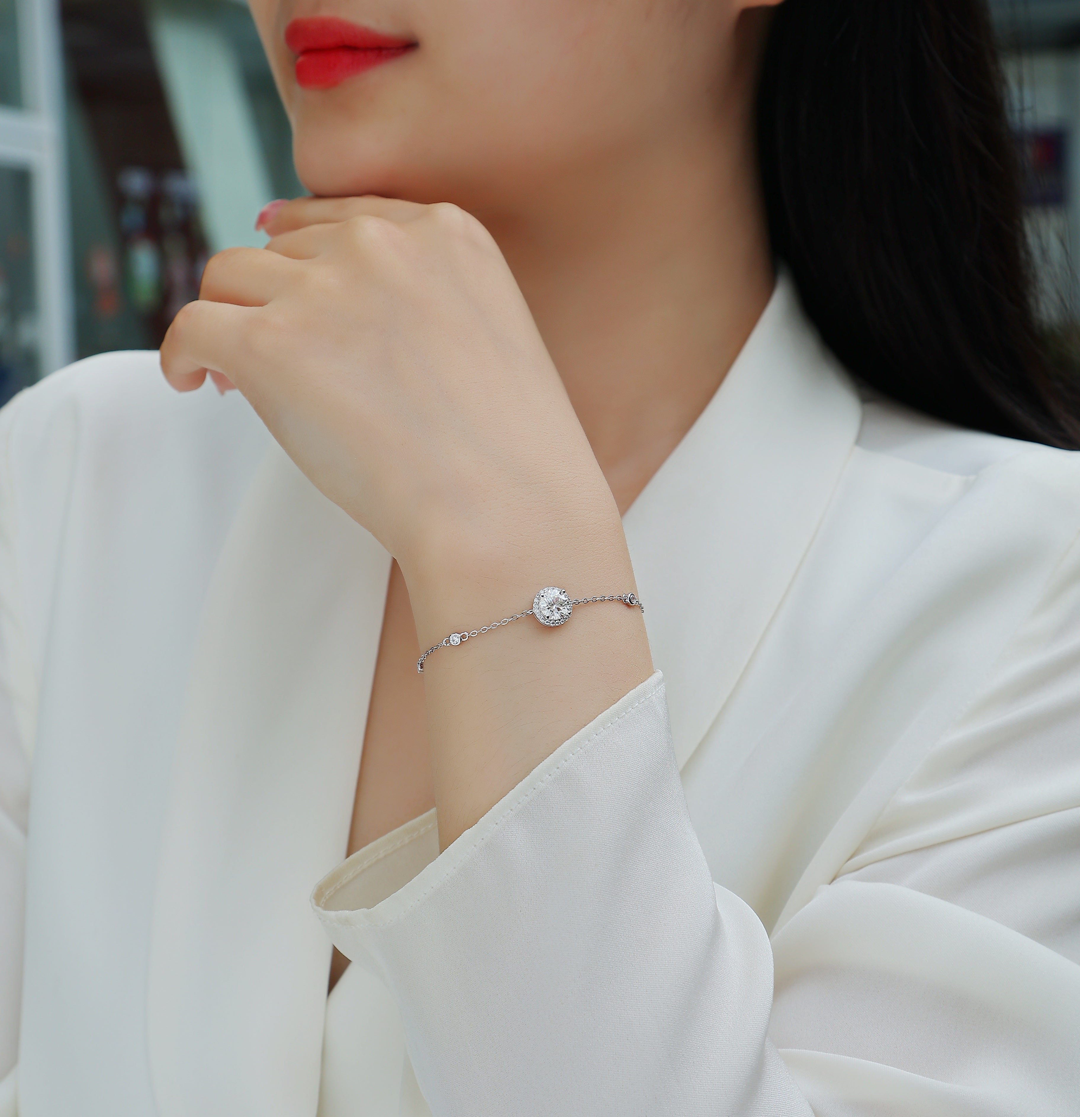 Silver Moissanite Bracelet - 1 Carat Platinum