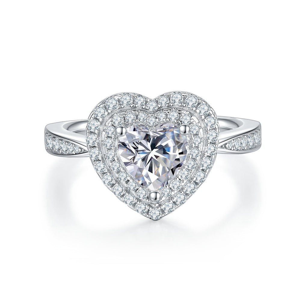 Mimosa Ring Heart Moissanite Silver