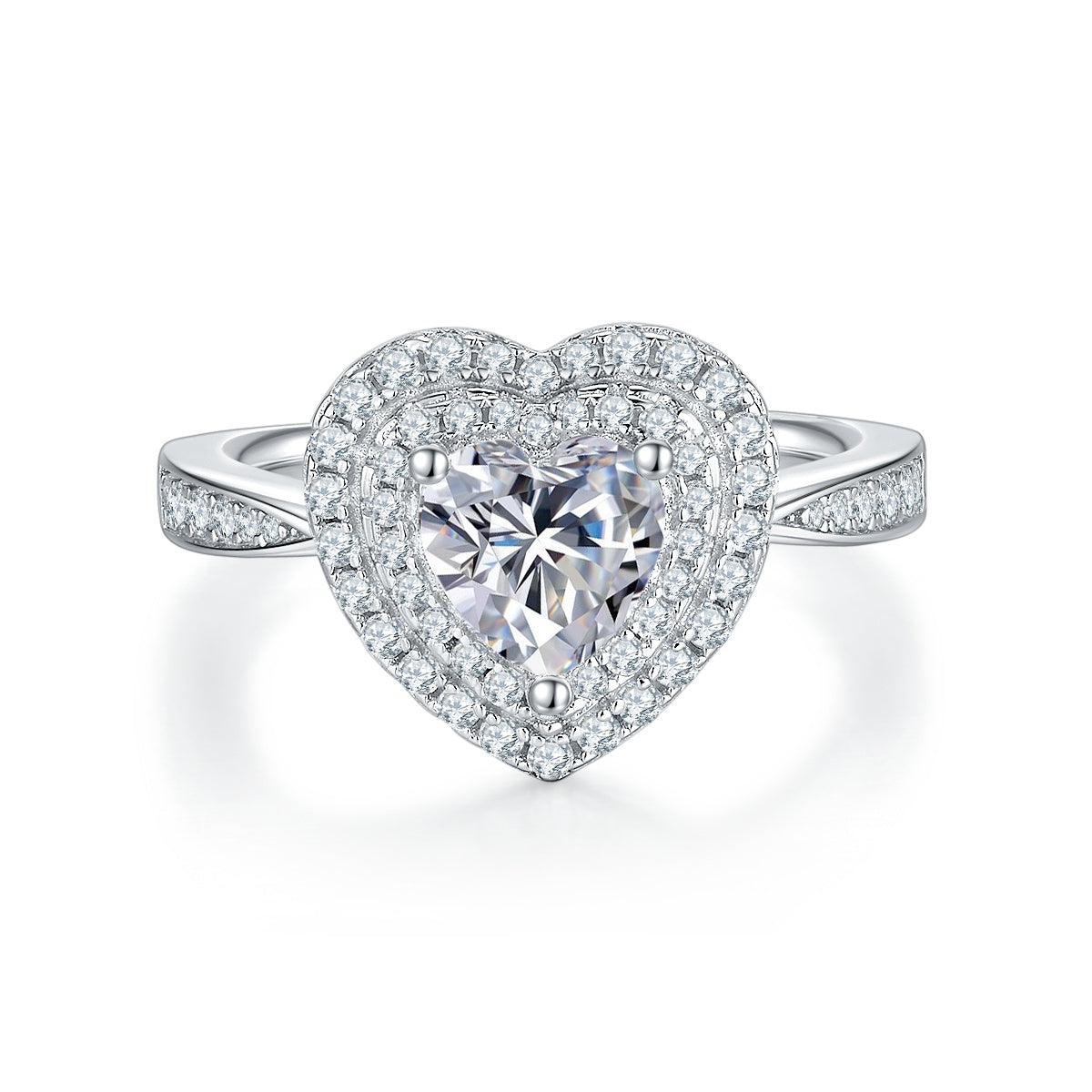 Mimosa Ring Heart Moissanite Silver