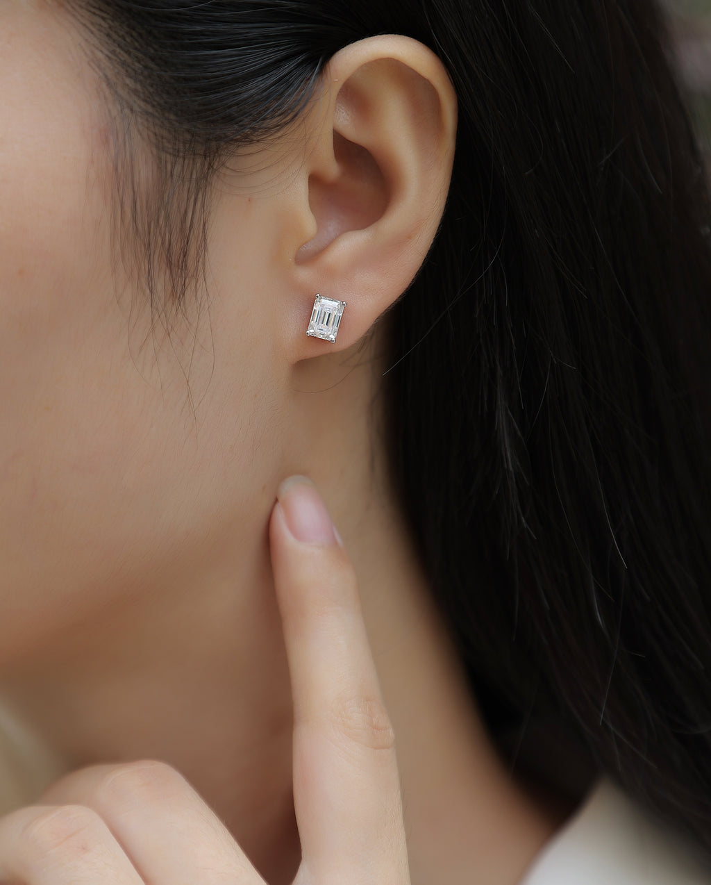 Canopus Moissanite Earrings - Octagonal 5x7mm