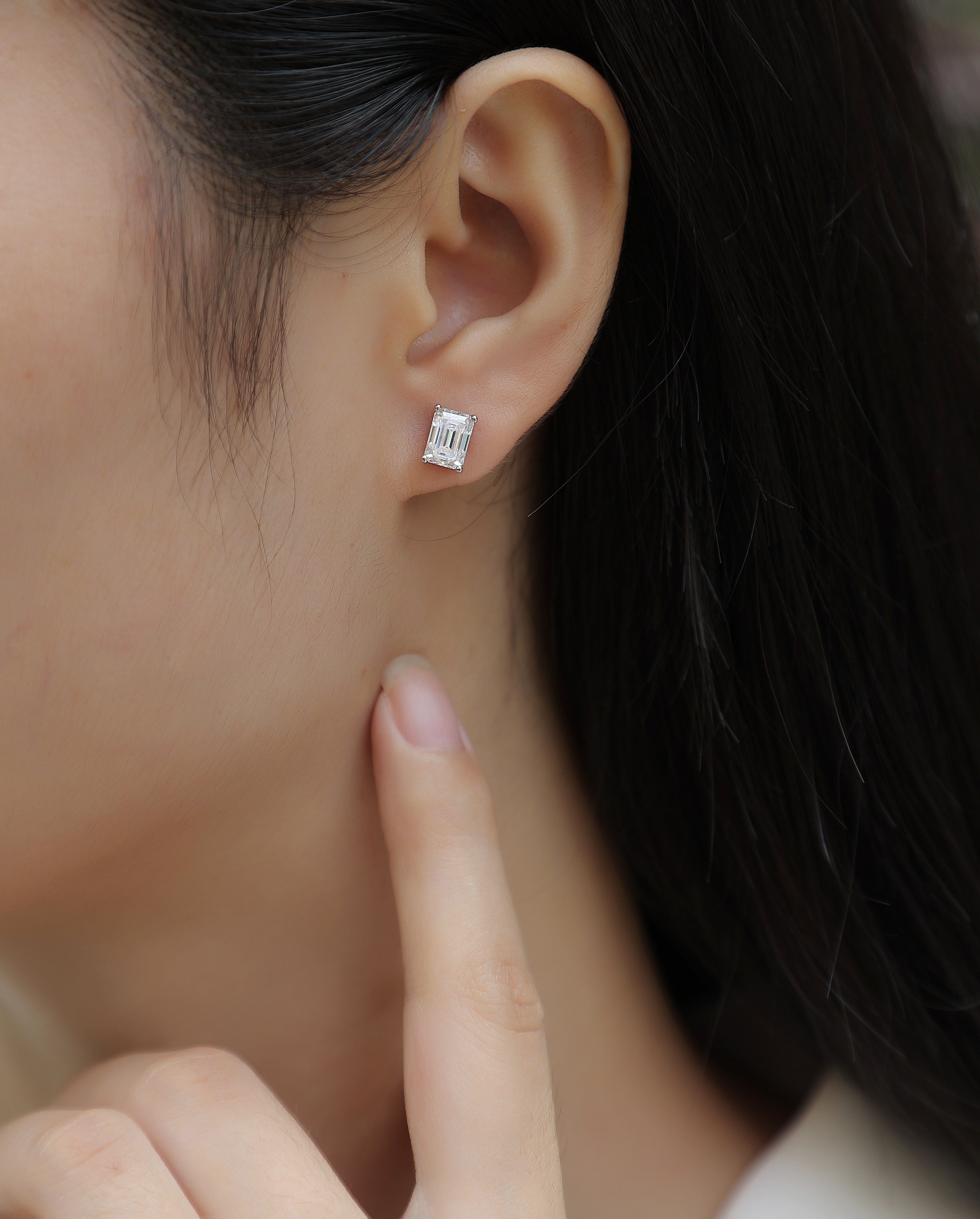 Canopus Moissanite Earrings - Octagonal 5x7mm