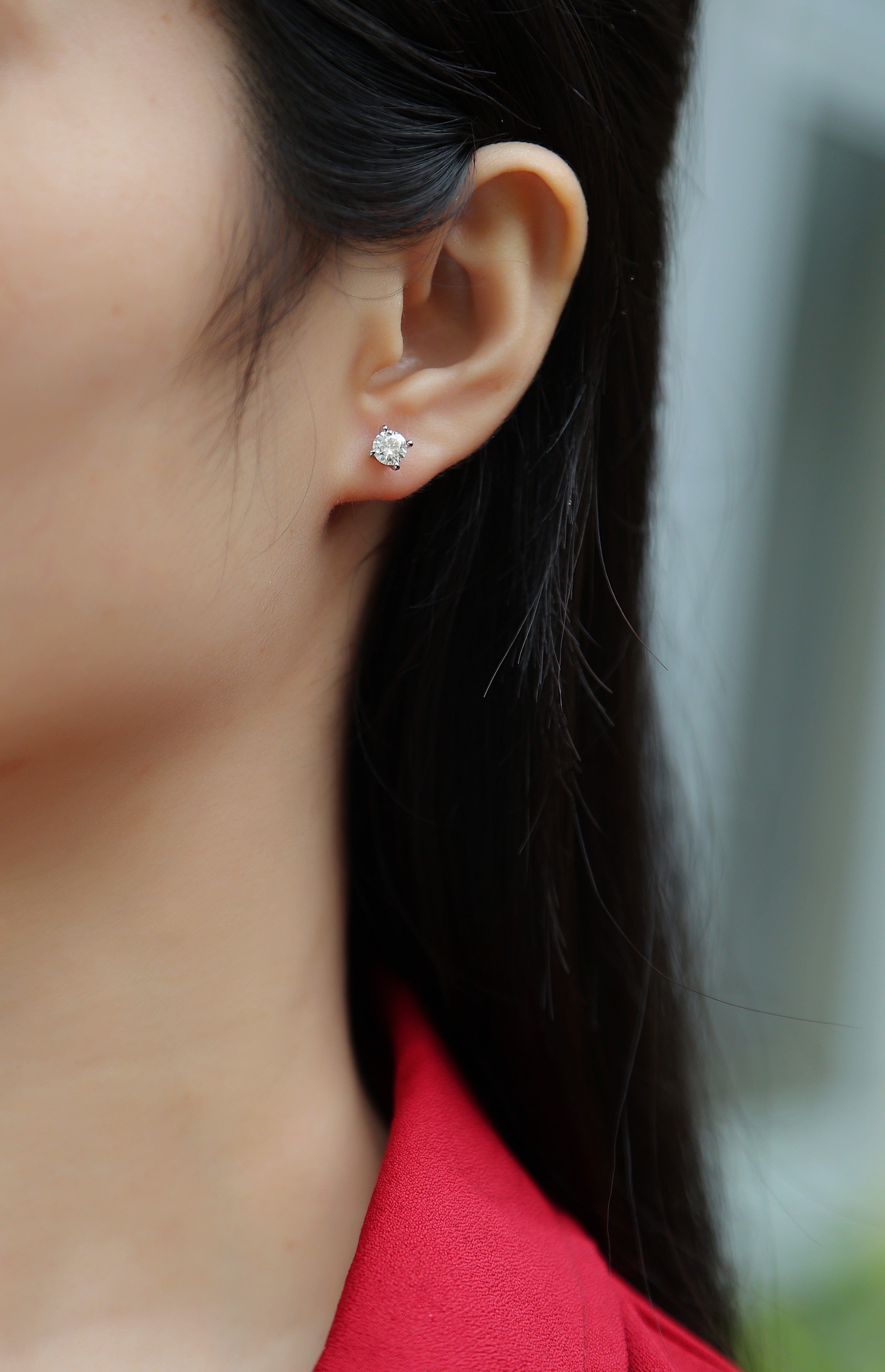 Moon Edge Moissanite Stud Earrings - S925 Silver
