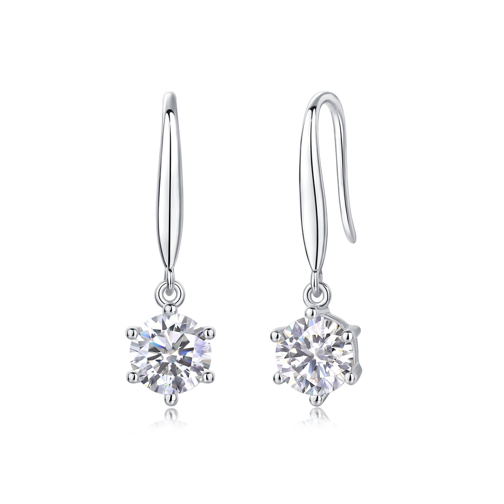 Silver Moissanite Stud Earrings 1 Carat S925