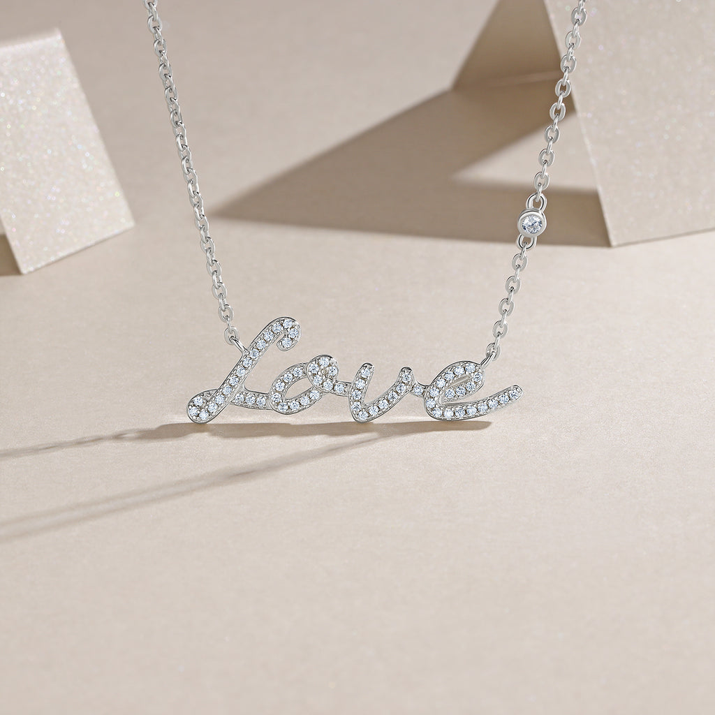 Love's Embrace Moissanite Necklace Silver