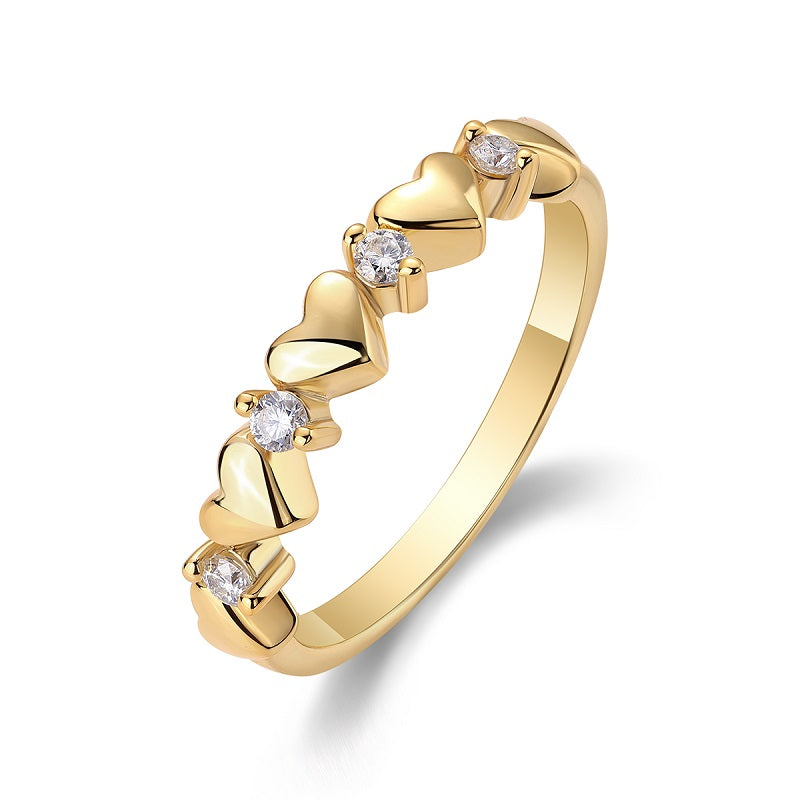 Golden Heart Ring Moissanite Gold-Plated