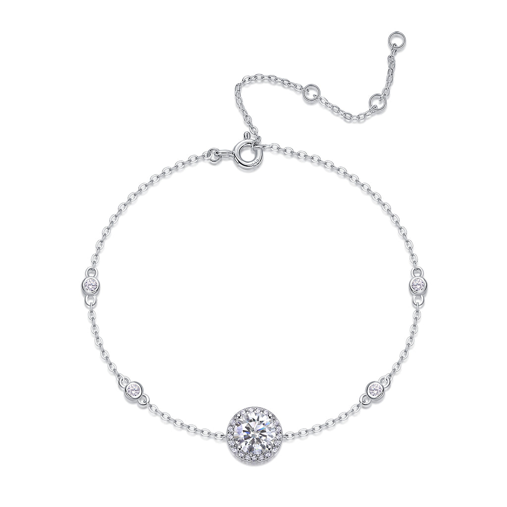 Silver Moissanite Bracelet - 1 Carat Platinum