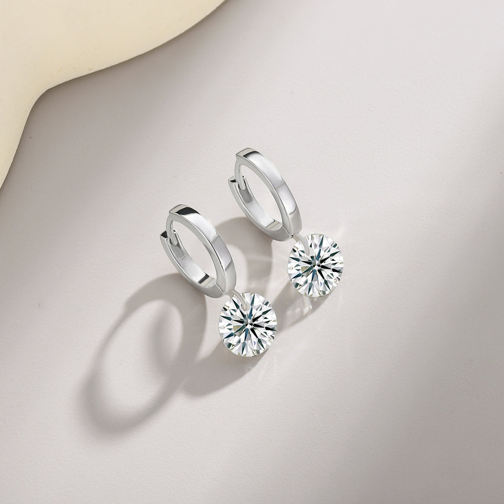 Cosmic Beat Moissanite Earrings 2ct Silver