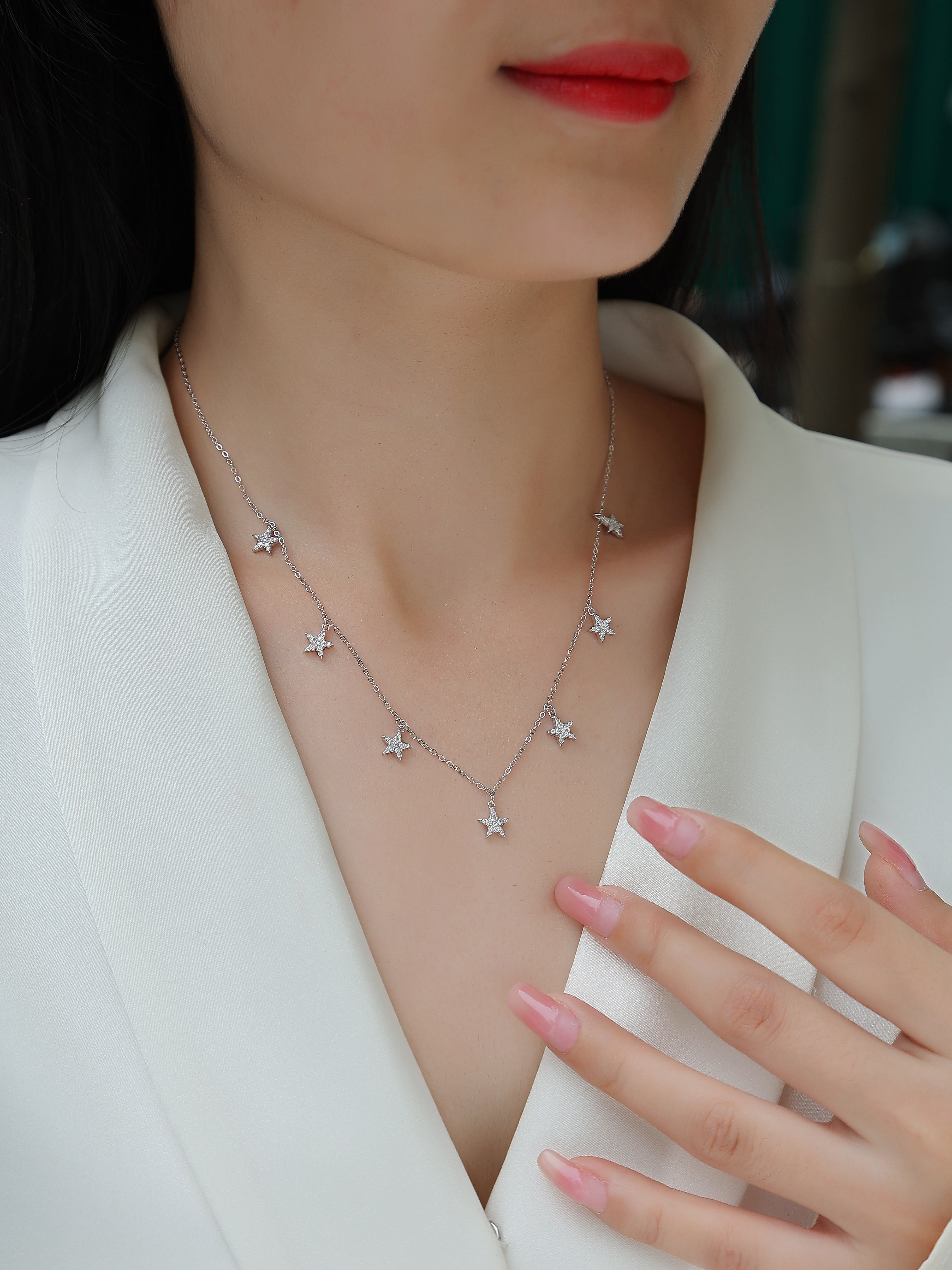 Star Love Necklace Moissanite Silver