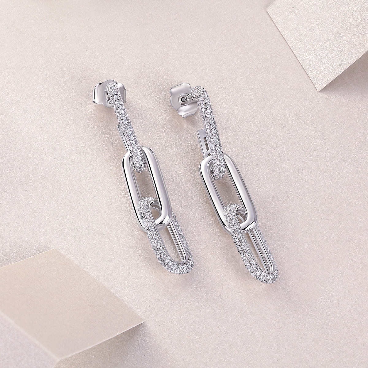 Infinity Chain Moissanite Earrings - Silver