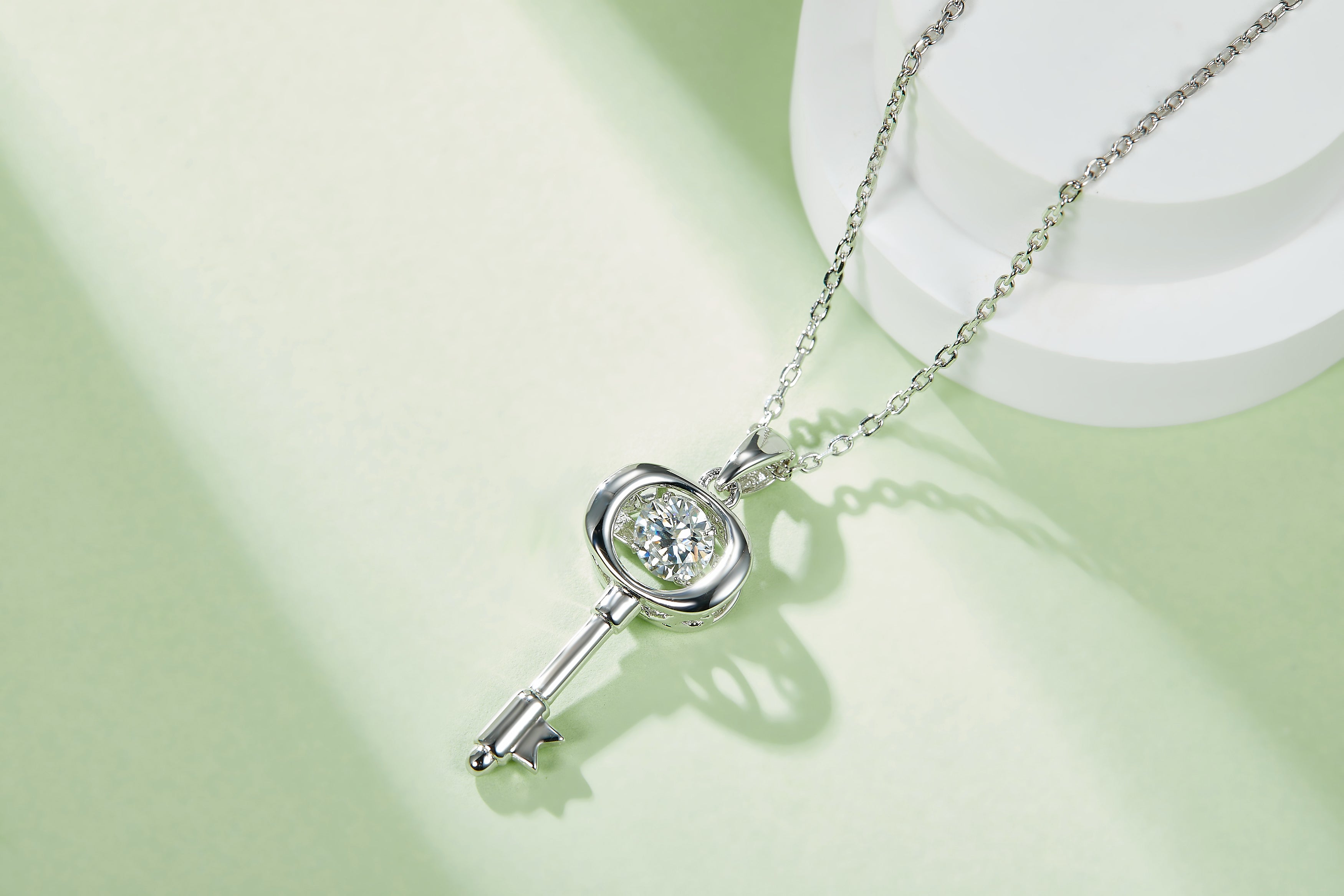 The Key To Knowledge Moissanite Necklace Silver