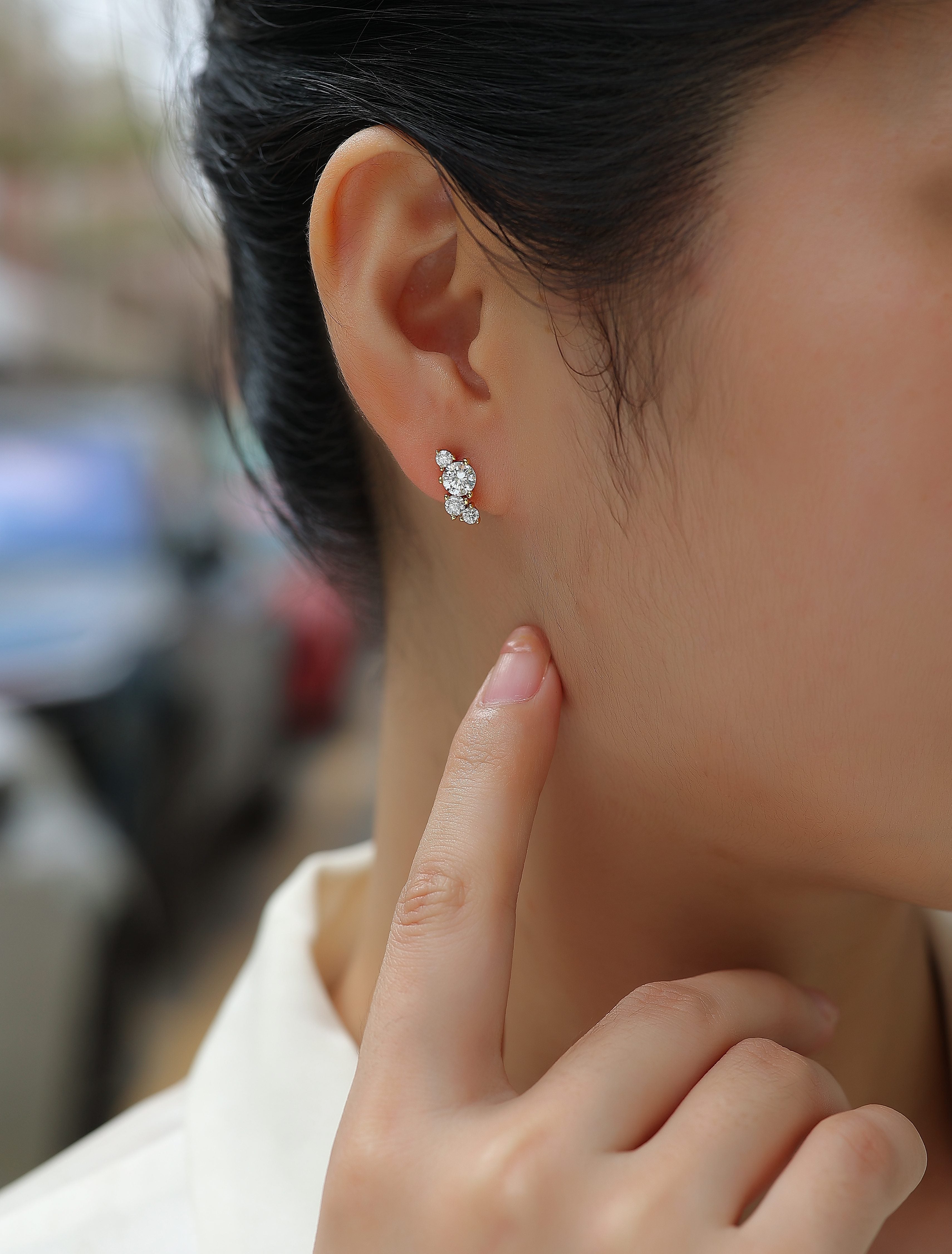 Silk Road Moissanite Stud Earrings - 0.5ct Gold